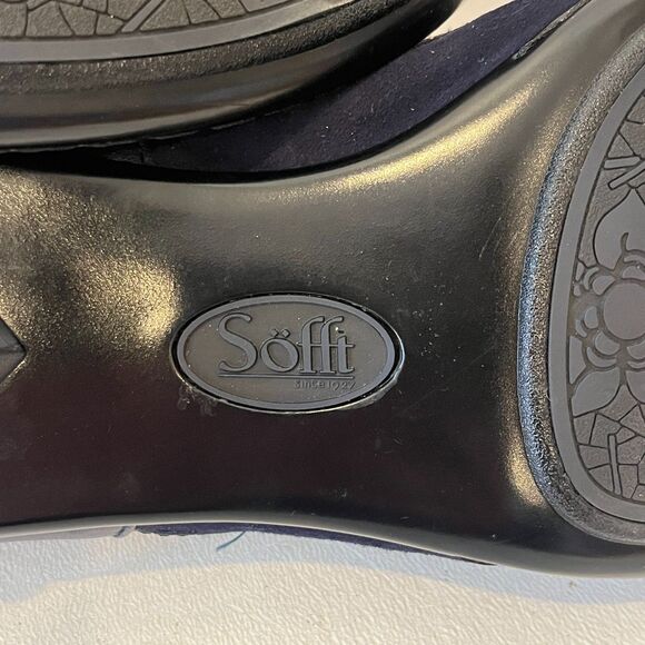 Sofft Navy Blue Suede Mary Janes Size 10 Leather Small Heel Ankle Strap - Picture 10 of 10